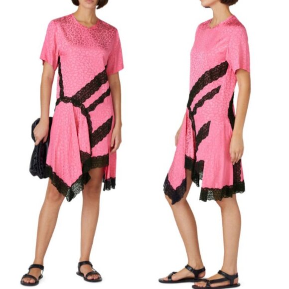 Koché Collective Leopard Print Asymmetric Dress Pink Black Size 42 26645 - Picture 2 of 8